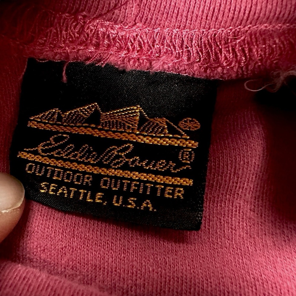Vintage Eddie Bauer Men's Mock Turtleneck Pullover Shirt Size‎ L Pink Red Cotton - Picture 6 of 12
